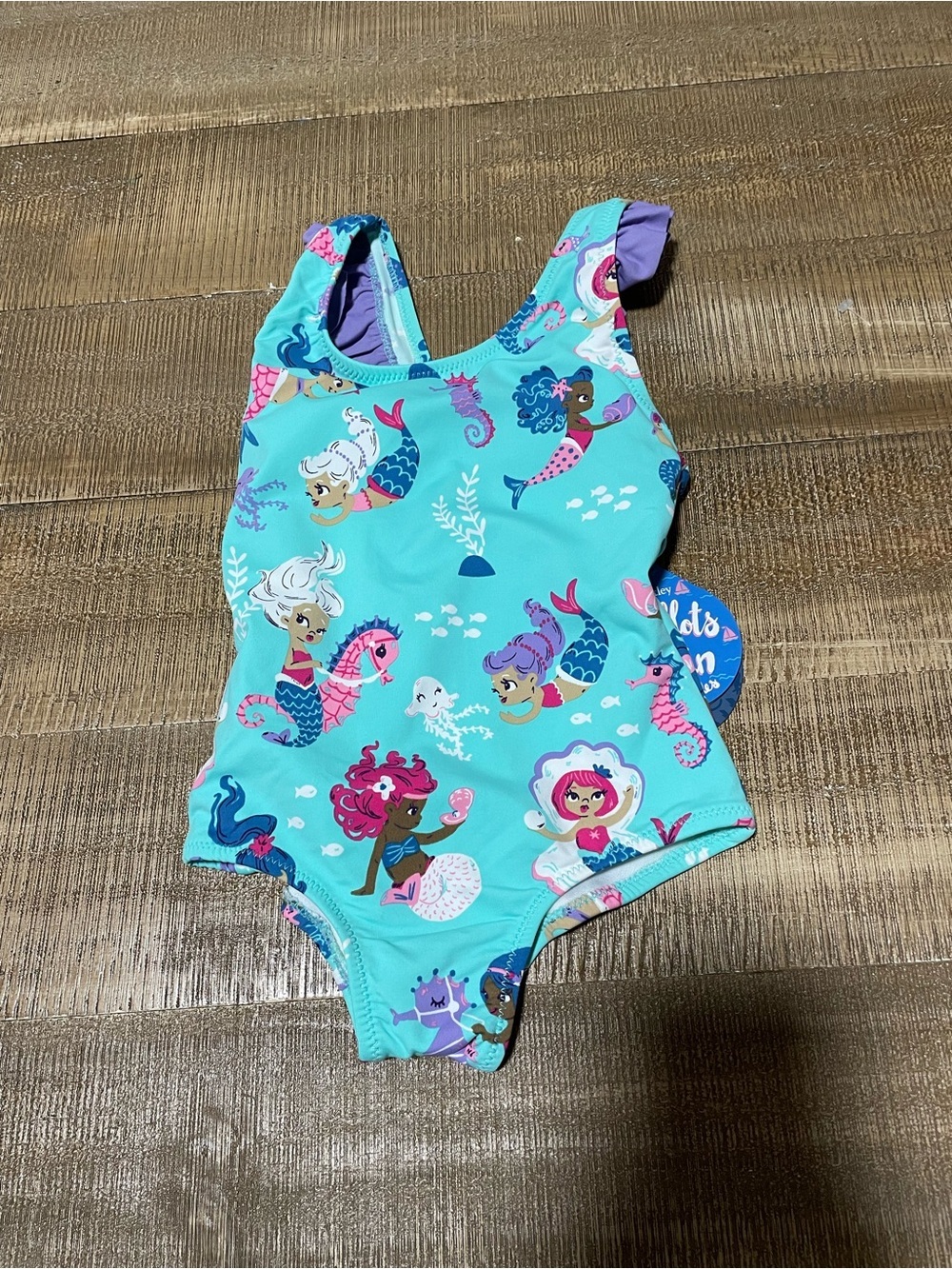 Hatley Toddler Girls' Turquoise Mermaid Print One-Piece Swimsuit - Kids Swim NeW